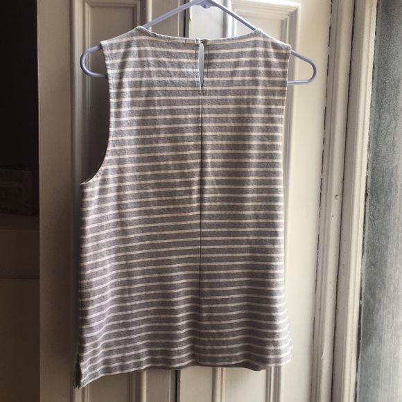 J.Crew Grey/White Stipe Tank, Size M - Picture 3 of 5